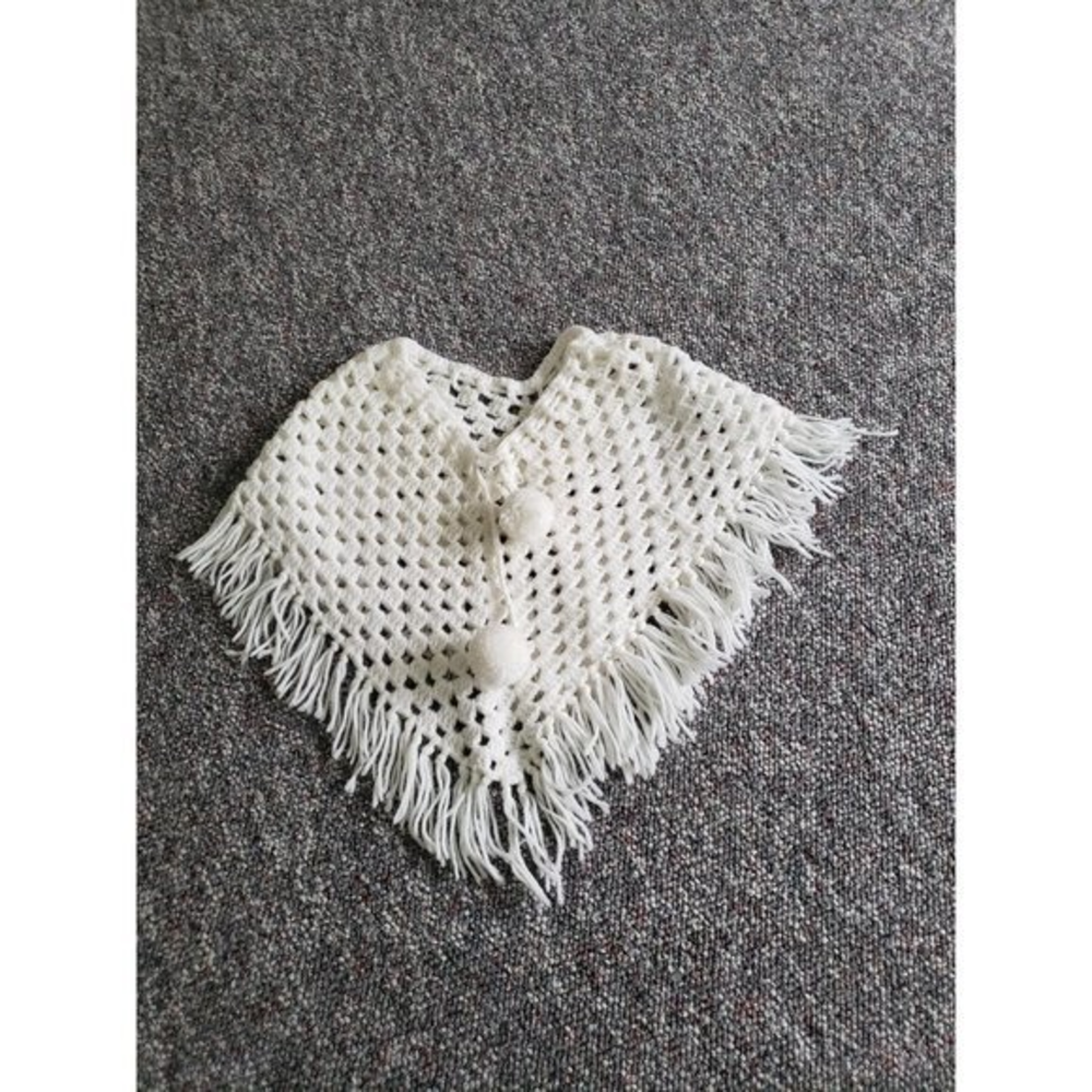 Vintage‎ 70s Crocheted Toddler Poncho